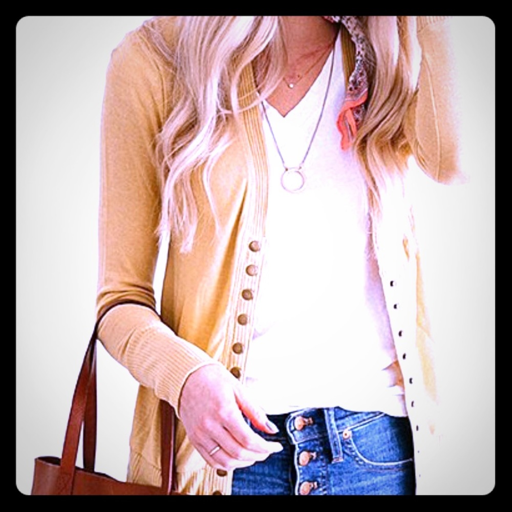 Khaki Snap-Button Cardigan